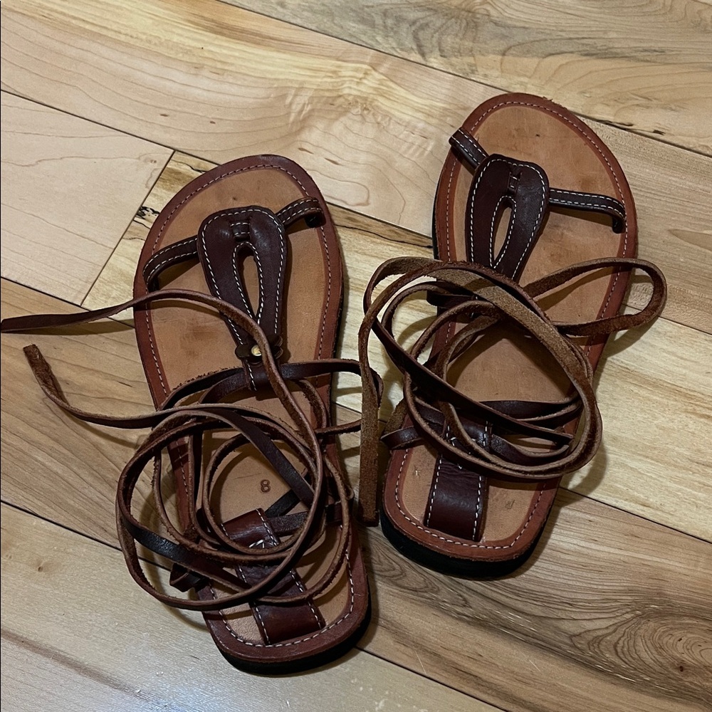 Brown Leather Women's strappy Sandals